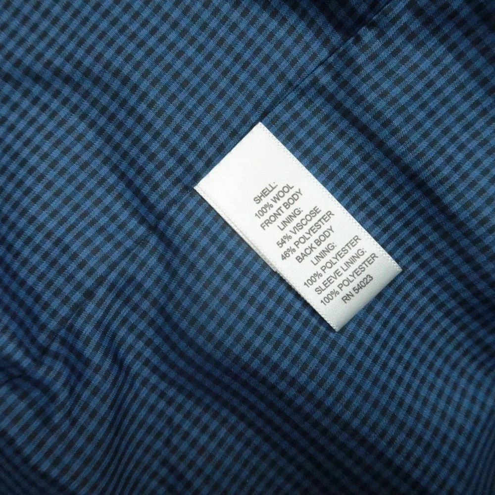 Banana Republic Blazer‎ Men 44L Blue Plaid Tailored Fit Wool Sport Coat Jacket